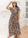 Plus Size Ruffled Printed Cap Sleeve Dress Casual Dresses - Tophatter Daily Deals