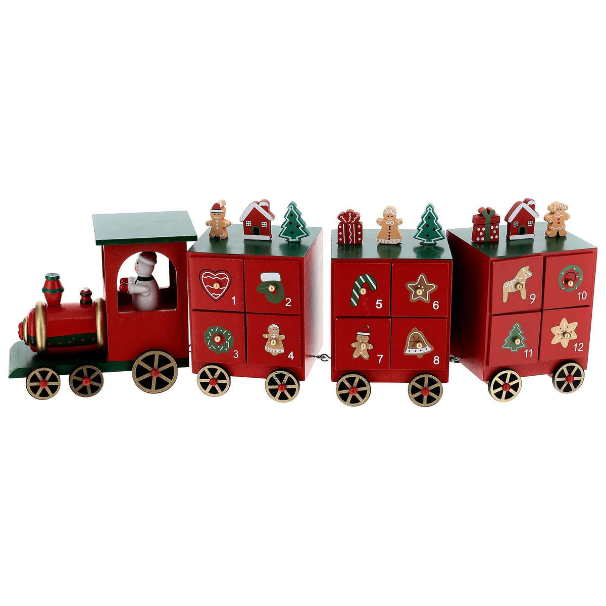 Festive Train Christmas Advent Calendar | Fill Your Own Wooden Calendar - 48cm Advent Calendar - Tophatter Daily Deals