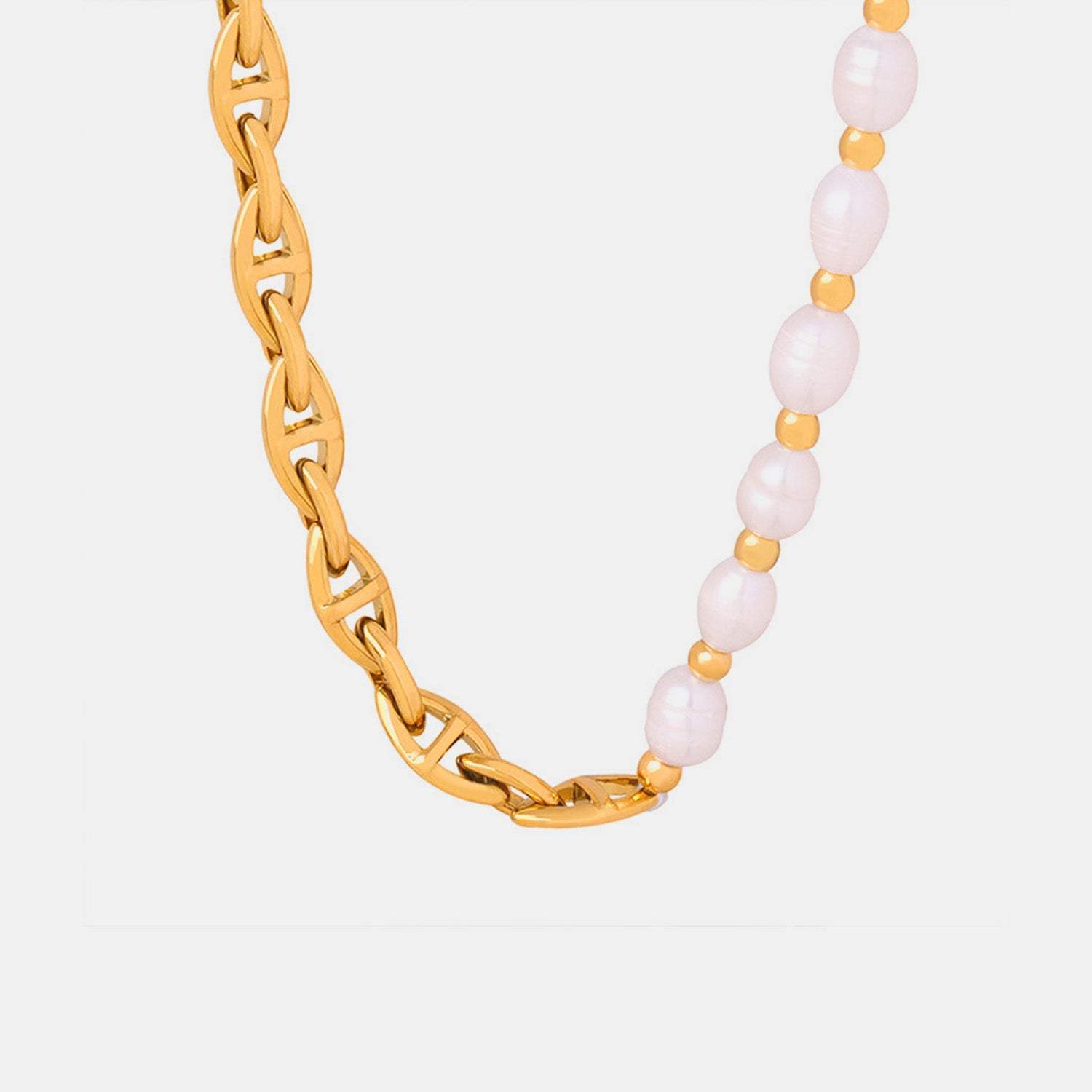 Half Pearl Detail 18K Gold-Plated Necklace Gold One Size Necklaces - Tophatter Daily Deals