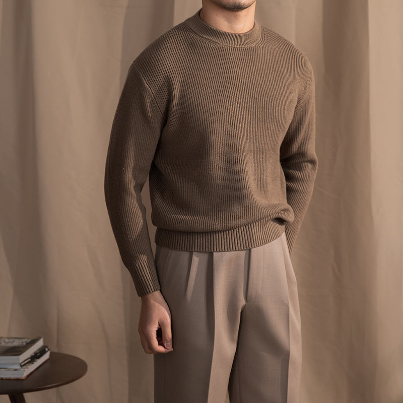 Warm Classic Men's Crewneck Sweater - Wide Rib Wool Blend Coffee brown 3D Changing Face Moving Picture Frame - Tophatter Daily Deals