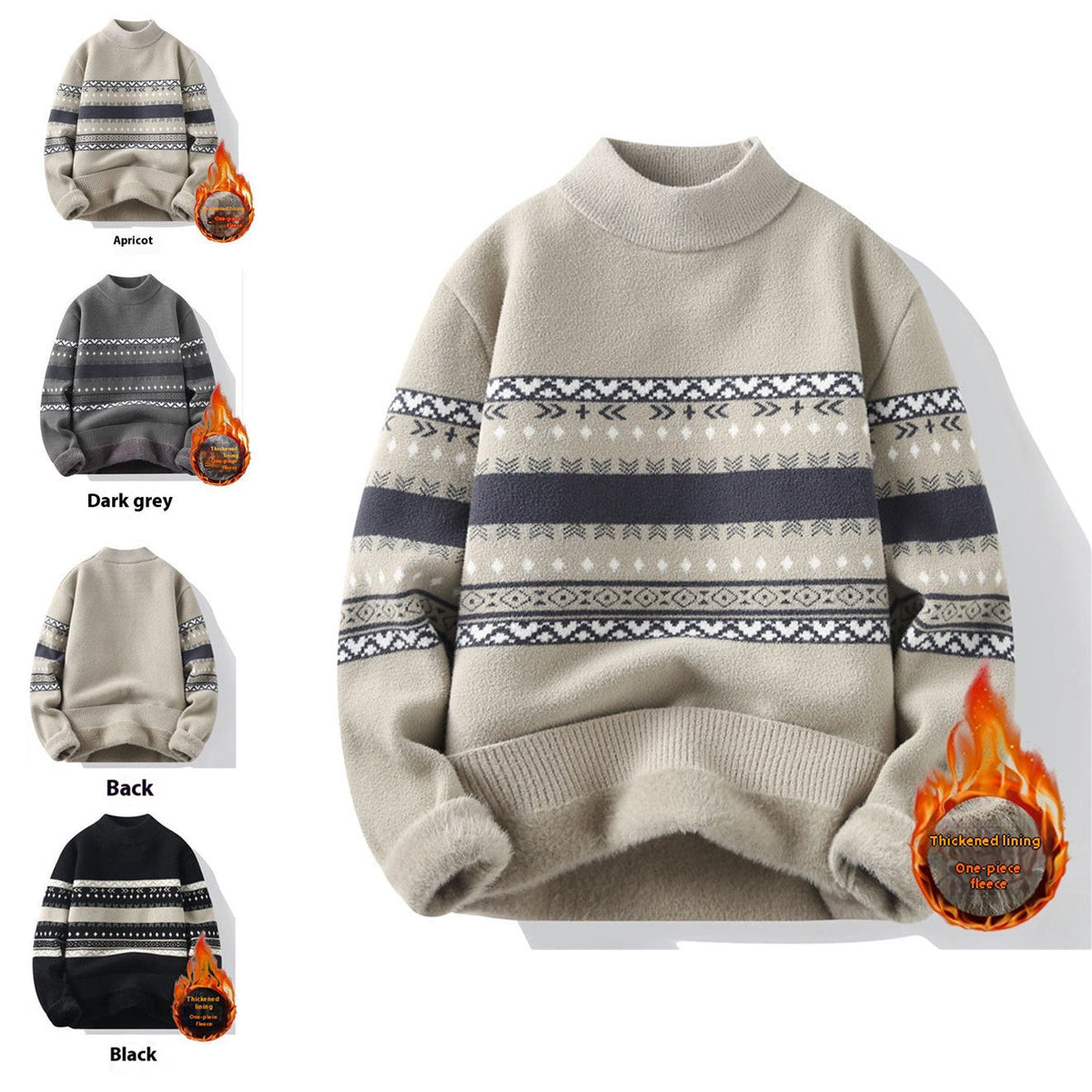 Warm Cozy Men’s Mock Neck Sweater - Straight Cut Fleece 3D Changing Face Moving Picture Frame - Tophatter Daily Deals