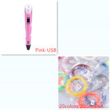 3D print pen 3D pen two generation graffiti 3D stereoscopic paintbrush children puzzle painting toys Pink set USB 0 - Tophatter Daily Deals