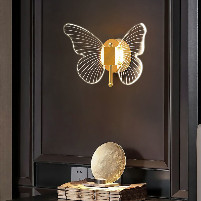 Butterfly Wall Lamp Light Luxury Bedside Warm Decoration 0 - Tophatter Daily Deals