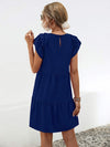 Ruffled Round Neck Cap Sleeve Mini Dress Casual Dresses - Tophatter Daily Deals