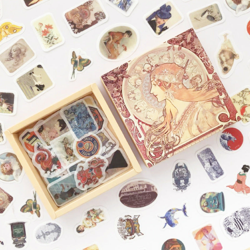 200 Pc Box Set Washi Paper Stickers Stationery Diary Decoration Classical 0 - Tophatter Daily Deals