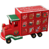 Wooden Christmas Truck Advent Calendar | Festive Red Truck with 24 Drawers 29cm Advent Calendar - Tophatter Daily Deals