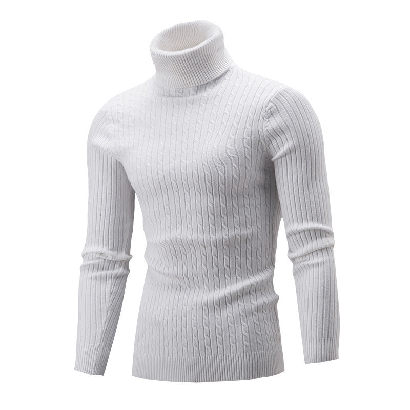 Fitted Men's Rollneck Sweater - Slim Cut, Cable Knit Winter White 3D Changing Face Moving Picture Frame - Tophatter Daily Deals