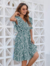 Ruffled Ditsy Floral Surplice Mini Dress Casual Dresses - Tophatter Daily Deals