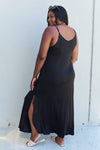 Ninexis Good Energy Full Size Cami Side Slit Maxi Dress in Black Casual Dresses - Tophatter Daily Deals