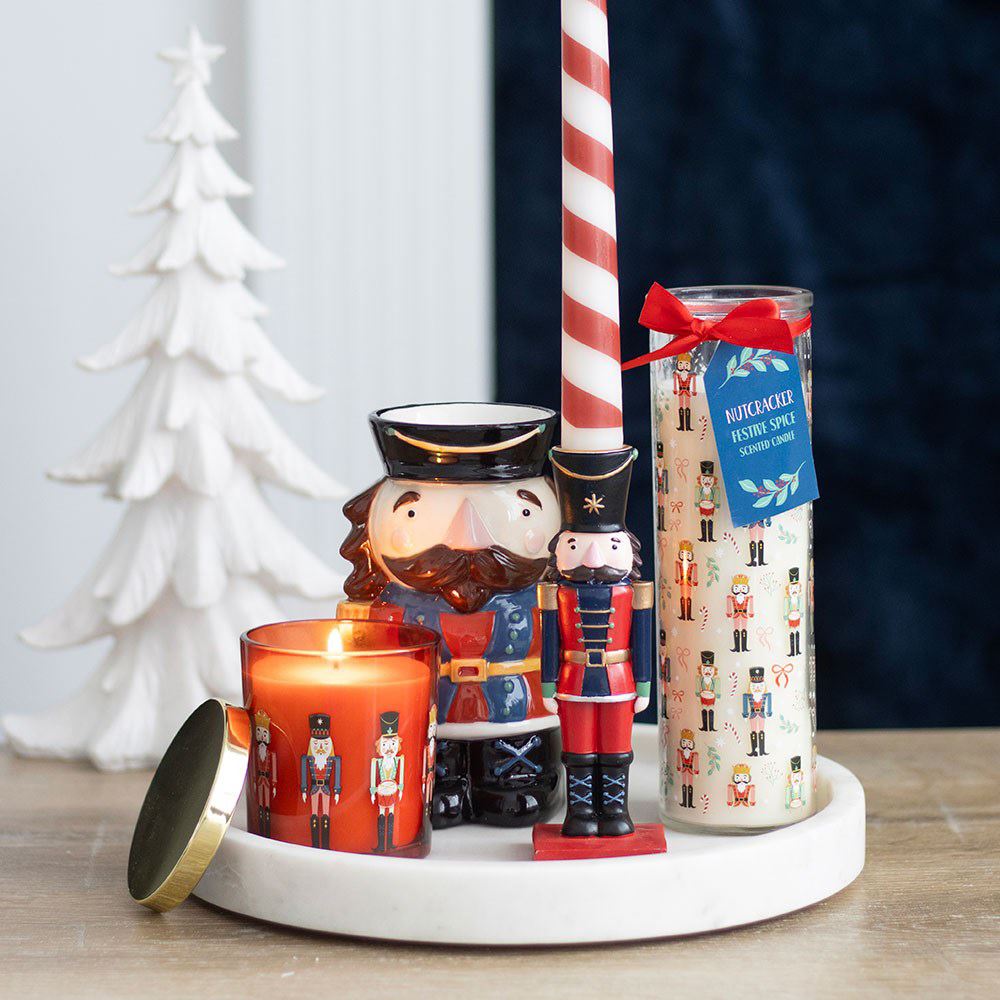 Nutcracker Soldier Candle Holder with Taper Candle Festive Christmas Centrepiece Candle Holder - Tophatter Daily Deals