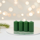 Set of 4 Green Pillar Candles | Unscented Wax Candles for Home & Events - 5x10cm Candle - Tophatter Daily Deals