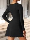 Square Neck Long Sleeve Slit Mini Dress Casual Dresses - Tophatter Daily Deals