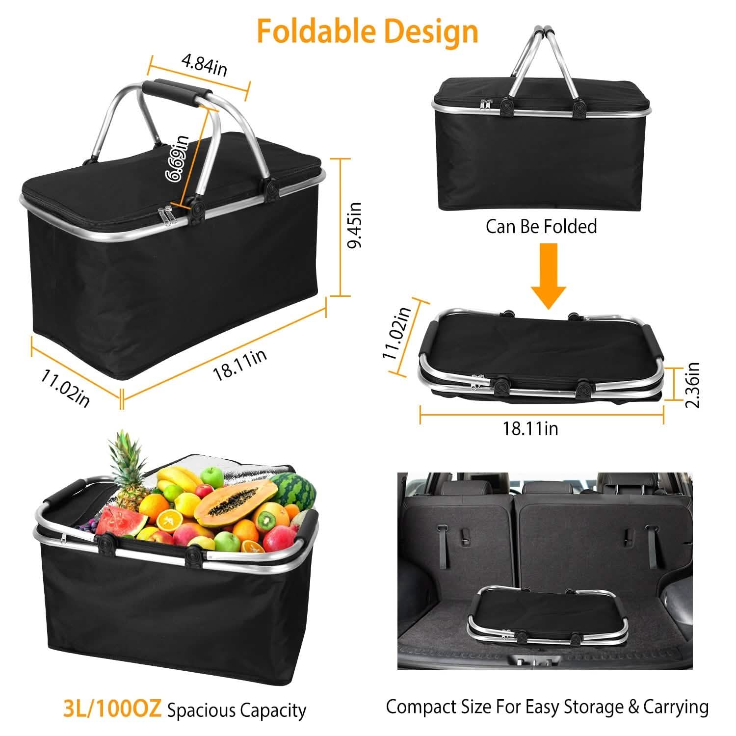 30L Insulated Picnic Basket Cooler Collapsible Food Delivery Storage Everything Else - Tophatter Daily Deals
