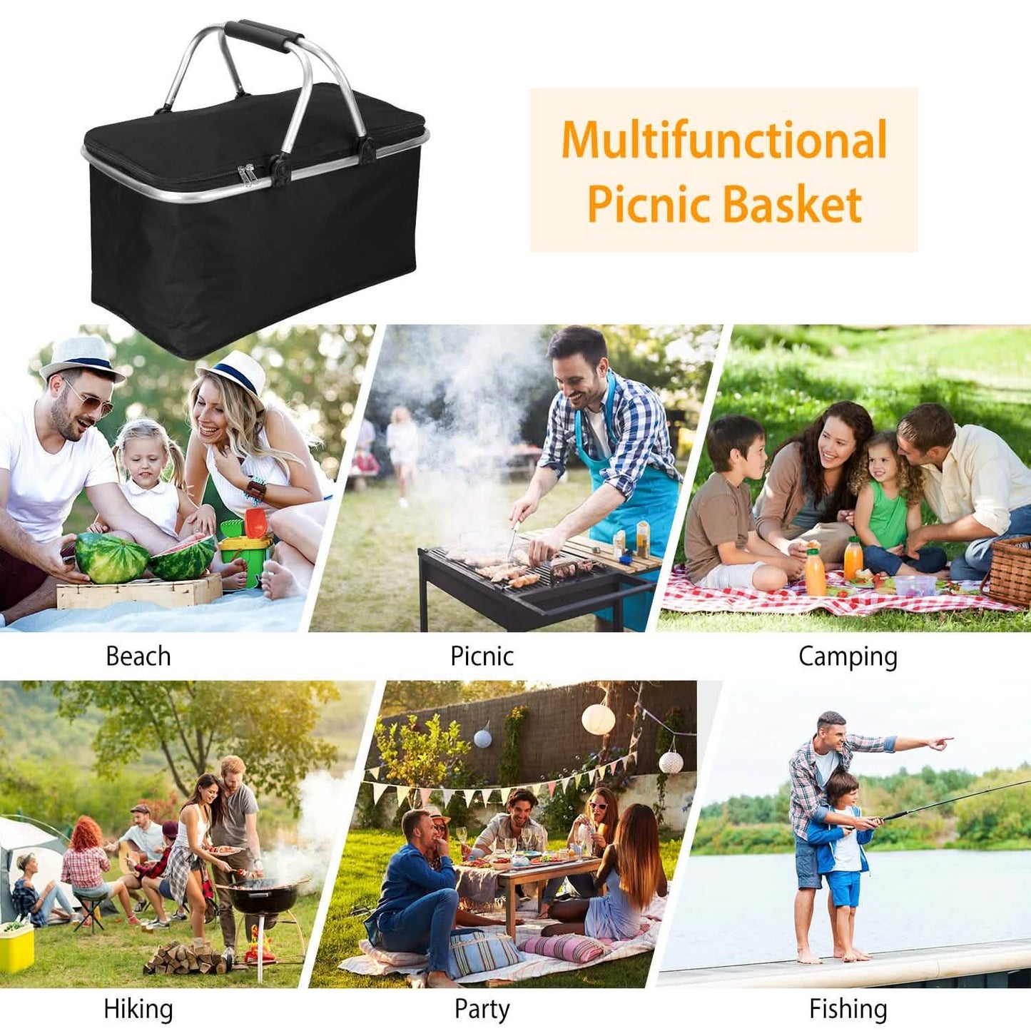 30L Insulated Picnic Basket Cooler Collapsible Food Delivery Storage Everything Else - Tophatter Daily Deals