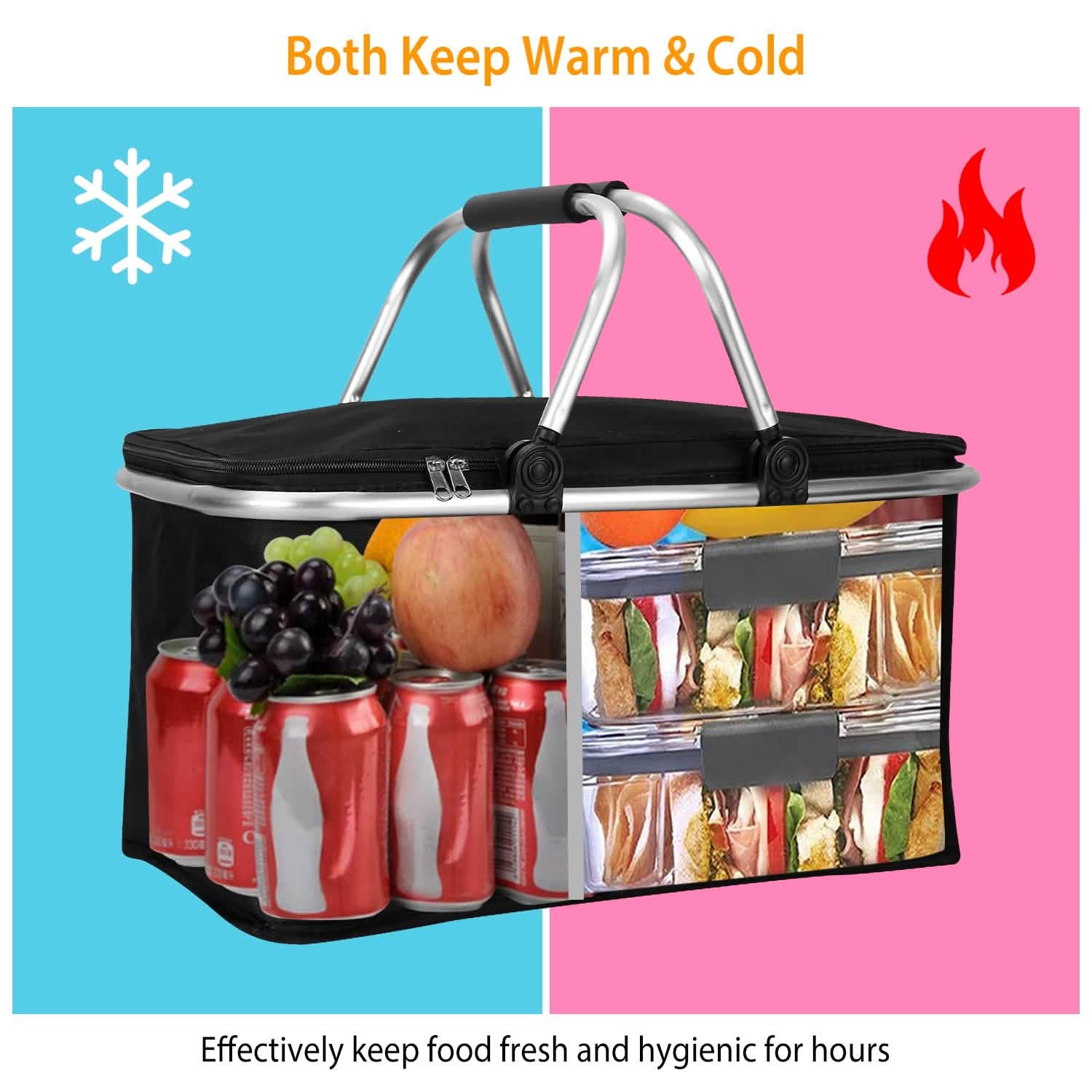 30L Insulated Picnic Basket Cooler Collapsible Food Delivery Storage Everything Else - Tophatter Daily Deals