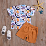 Boy's dinosaur print short sleeve suit 0 - Tophatter Daily Deals