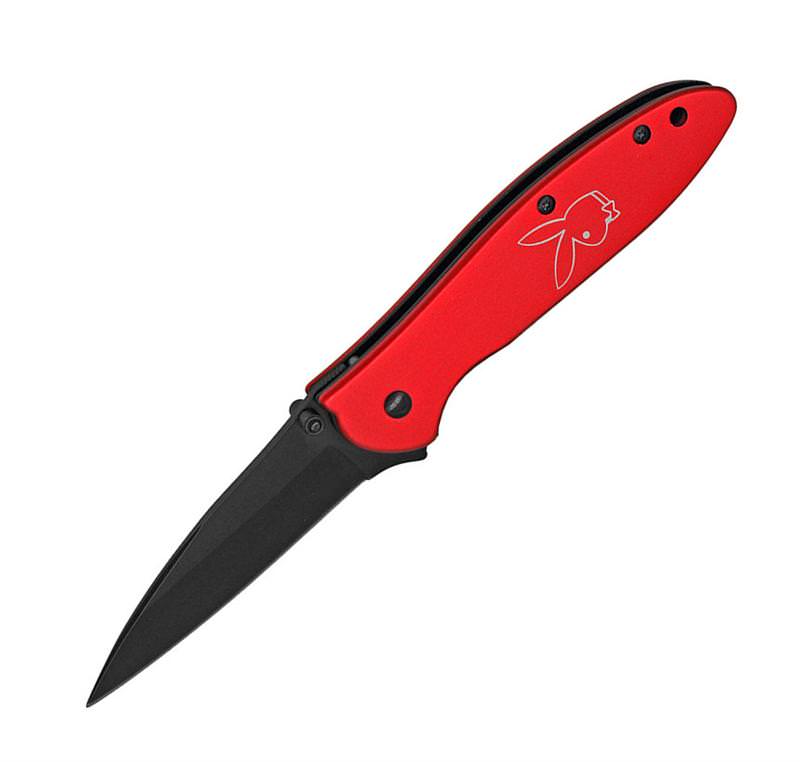 Red PLAYBOY Bunny Assisted Opening Pocket Knife - TOPHATTER'S ARMORY DEALS Collectible Weapons - Tophatter Daily Deals