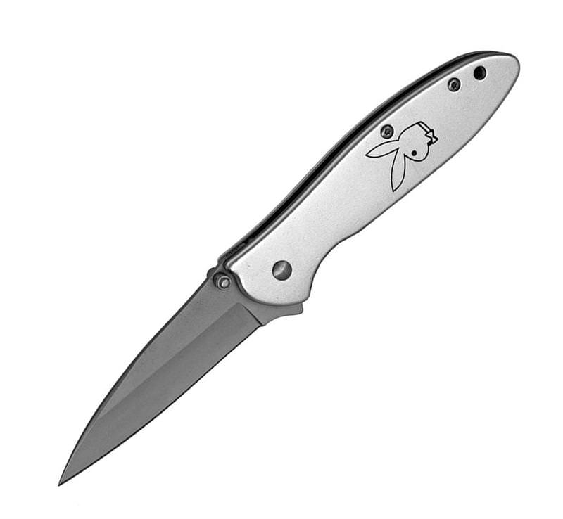 Silver PLAYBOY Bunny Assisted Opening Pocket Knife - TOPHATTER'S ARMORY DEALS Collectible Weapons - Tophatter Daily Deals