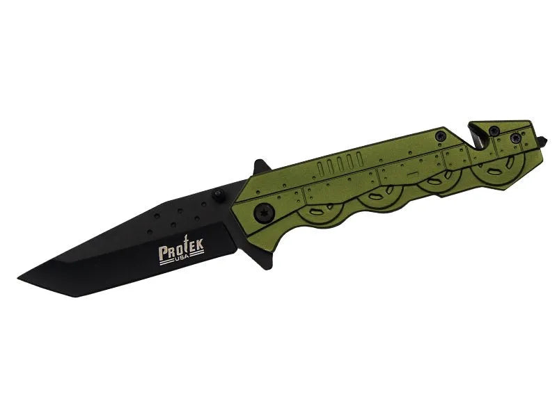 Olive Color Tank Handle Rescue Spring Assist knife - Tophatter Daily Deals