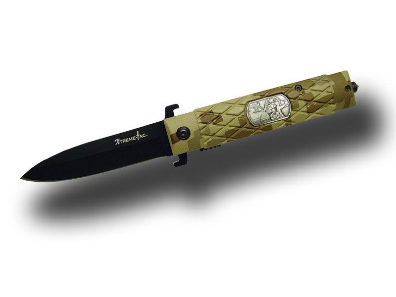 Metal Rubber Baton Handle Xtreme-Tac Spring Assist Knife - Police - TOPHATTER'S ARMORY DEALS Collectible Weapons - Tophatter Daily Deals