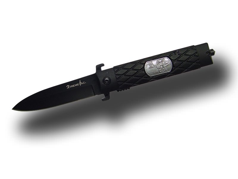 Metal Rubber Baton Handle Xtreme-Tac Spring Assist Knife - TOPHATTER'S ARMORY DEALS Collectible Weapons - Tophatter Daily Deals