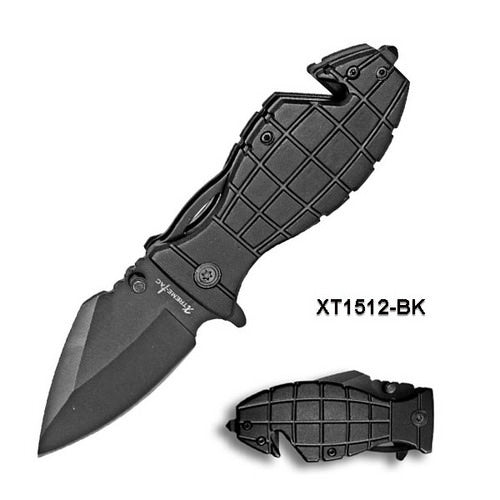 Grenade Rescue Spring Assisted Open Black Handle Knife - Tophatter Daily Deals