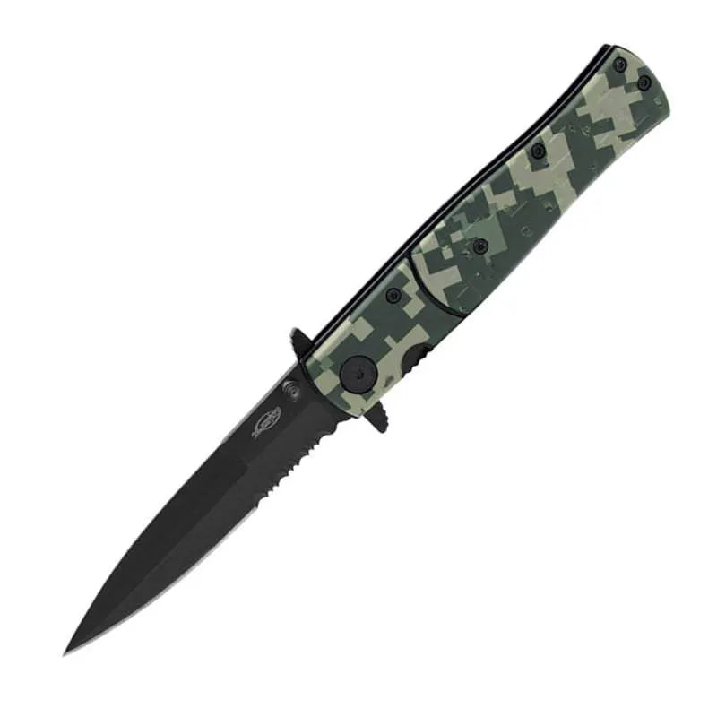 Digital Green Camo Stiletto Style Assisted Opening Knife - Tophatter Daily Deals
