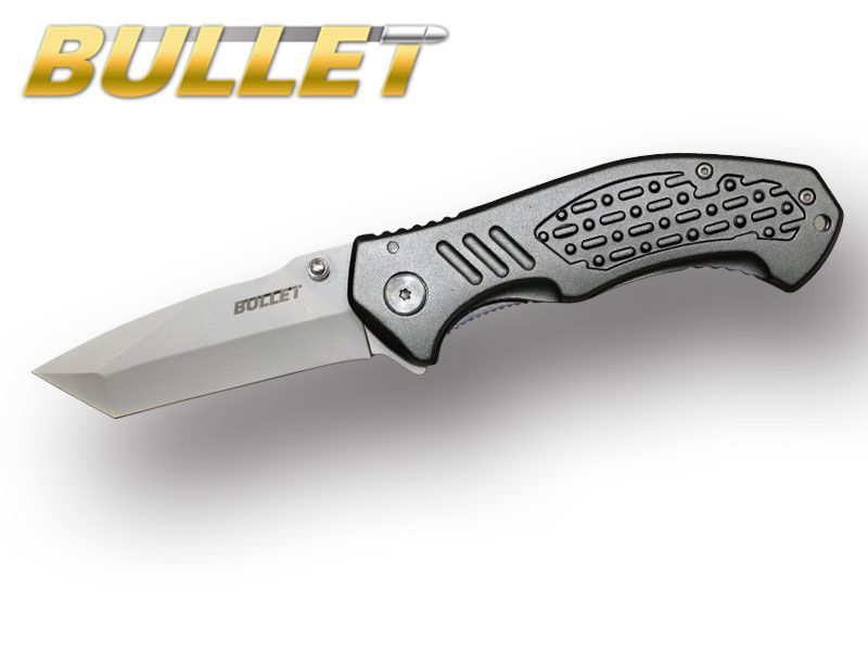BULLET Tanto Blade Spring Assisted Opening Knife - Grey Handle - TOPHATTER'S ARMORY DEALS Collectible Weapons - Tophatter Daily Deals