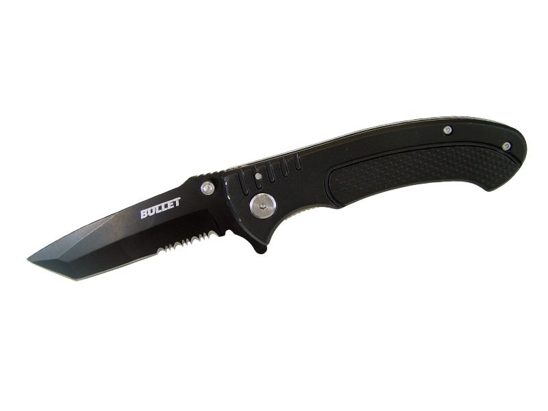 BULLET Tanto Blade Spring Assisted Opening Knife Black Handle - Tophatter Daily Deals