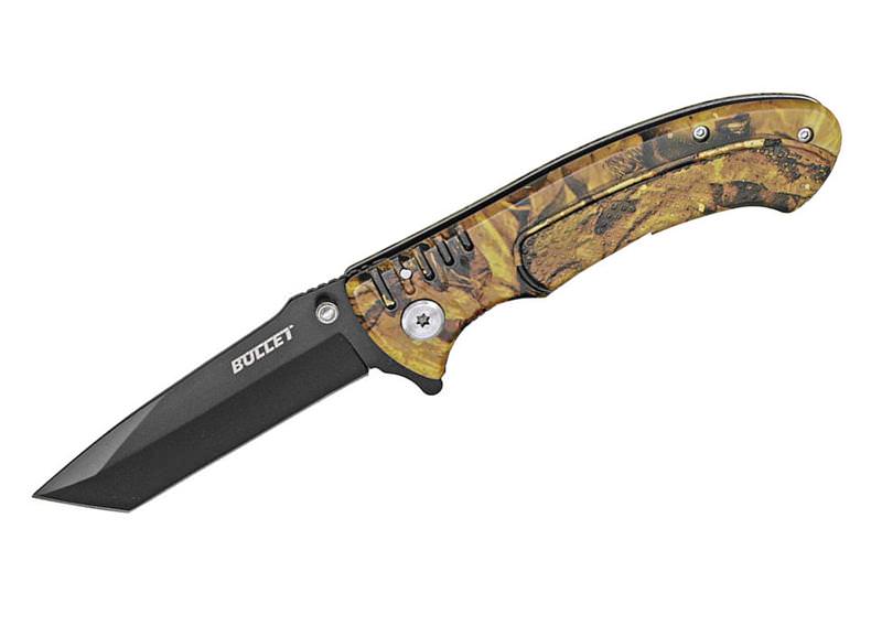 BULLET Tanto Blade Spring Assisted Opening Knife - Tree Camo - TOPHATTER'S ARMORY DEALS Collectible Weapons - Tophatter Daily Deals