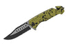 Green Skull Camo Tactical Rescue Style Assisted Knife - Tophatter Daily Deals