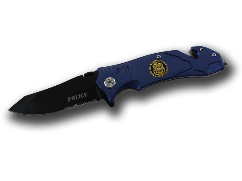 Police 4.5 Inch Tactical Rescue Knife - Half Serrated Blade Collectible Weapons - Tophatter Daily Deals