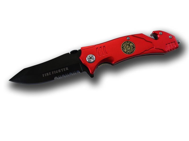 Fire Fighter 4.5 Inch Tactical Rescue Knife - Half Serrated Blade Collectible Weapons - Tophatter Daily Deals