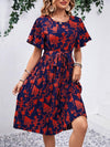 Printed Round Neck Short Sleeve Dress Casual Dresses - Tophatter Daily Deals