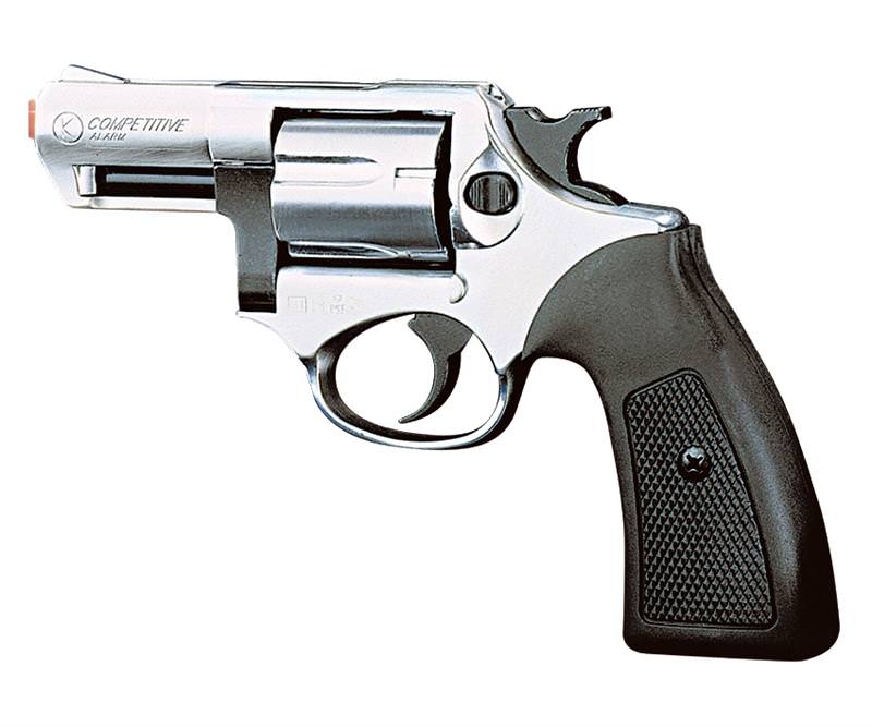 Kimar COMPETITIVE Nickel Finish 9mm Front Firing Blank Revolver 2" Barrel - Tophatter's Guns'N'Weapons Store - FREE SHIPPING Collectible Weapons - Tophatter Daily Deals