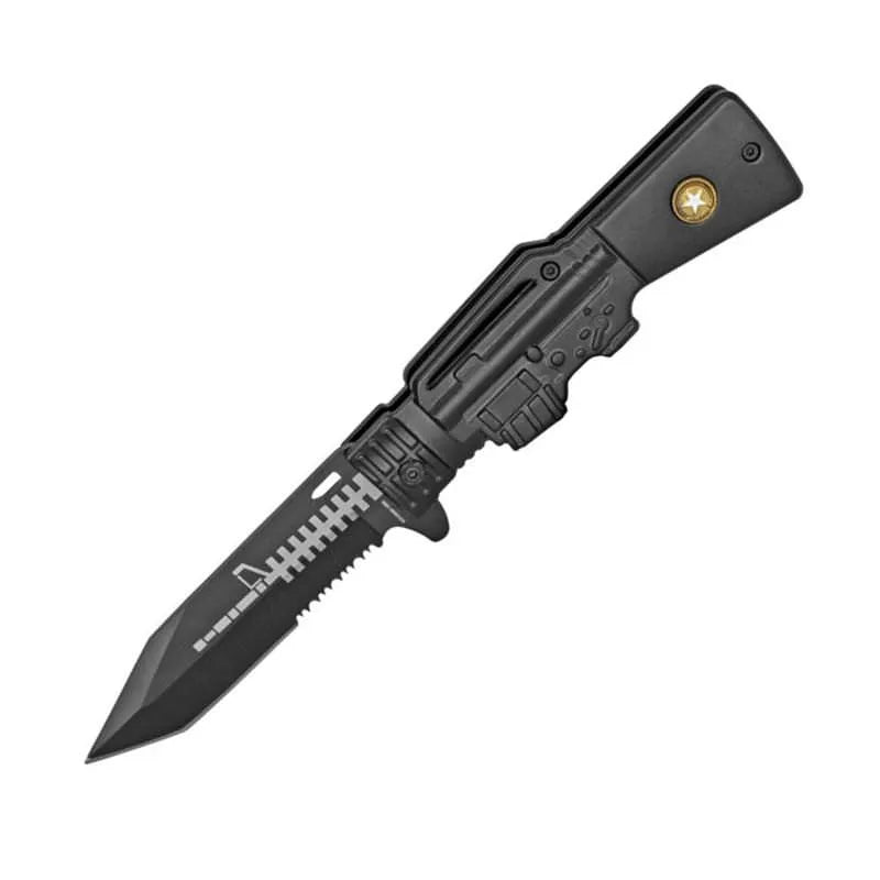 AR-15 Series Army Spring Assisted Folding Knife - Black - Tophatter Daily Deals