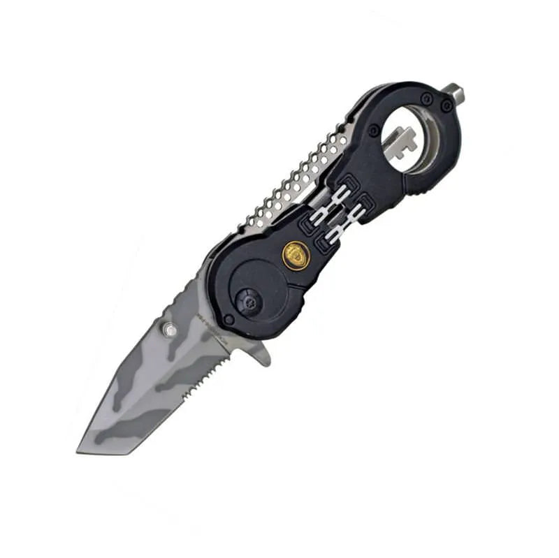 4 5 Inch Police Dept Folding Knife Black Handcuff Spring Assist - Tophatter Daily Deals