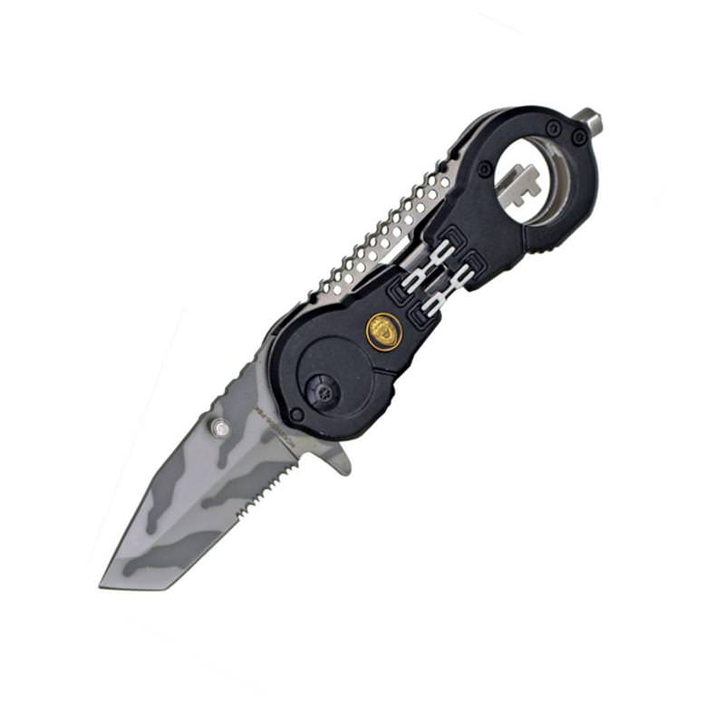 4 5 Inch Police Dept Folding Knife Black Handcuff Spring Assist Collectible Weapons - Tophatter Daily Deals