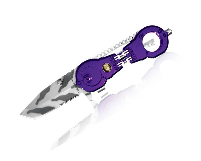 4 5 Inch Police Dept Folding Knife Purple Handcuff Spring Assist Collectible Weapons - Tophatter Daily Deals
