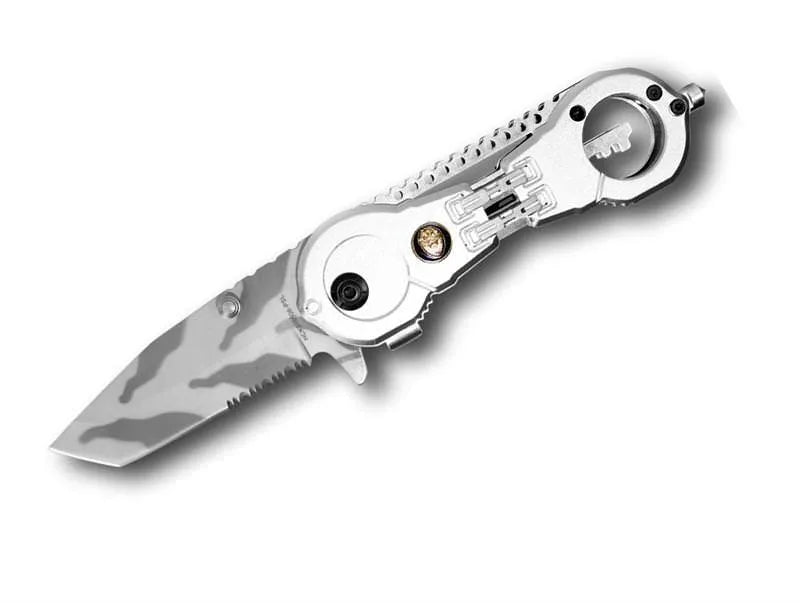 4 5 Inch Police Dept Folding Knife Silver Handcuff Spring Assist - Tophatter Daily Deals