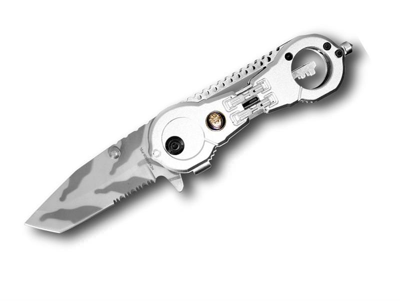 4 5 Inch Police Dept Folding Knife Silver Handcuff Spring Assist Collectible Weapons - Tophatter Daily Deals