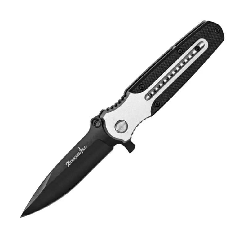 Grey Black Metal Assisted Folding Knife - Belt Clip - Tophatter Daily Deals