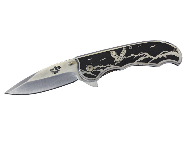 Eagle Design Printed Metal Handle Assisted Open Knife - TOPHATTER'S ARMORY DEALS Collectible Weapons - Tophatter Daily Deals