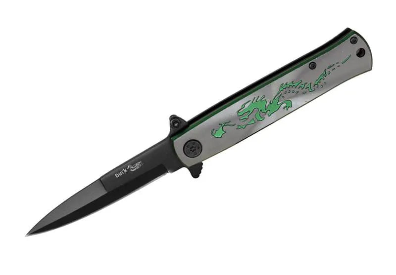 4.5 Inch Spring Assisted Opening Dragon Folding Knife - Green - Tophatter Daily Deals