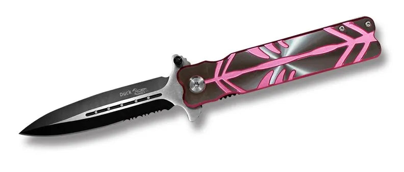 Action Assisted Opening Stiletto Style Folding Knife Pink & Silver - Tophatter Daily Deals