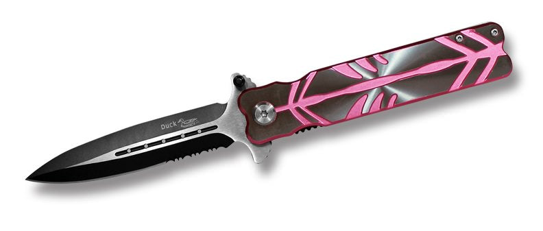Action Assisted Opening Stiletto Style Folding Knife Pink & Silver Collectible Weapons - Tophatter Daily Deals