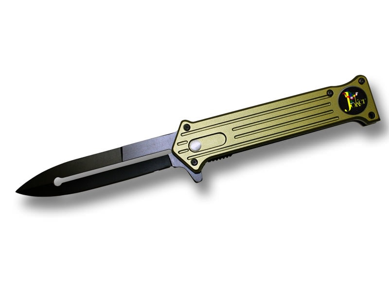 Green Handle Joker Spring Assist Legal Automatic Knife - TOPHATTER'S ARMORY DEALS Collectible Weapons - Tophatter Daily Deals