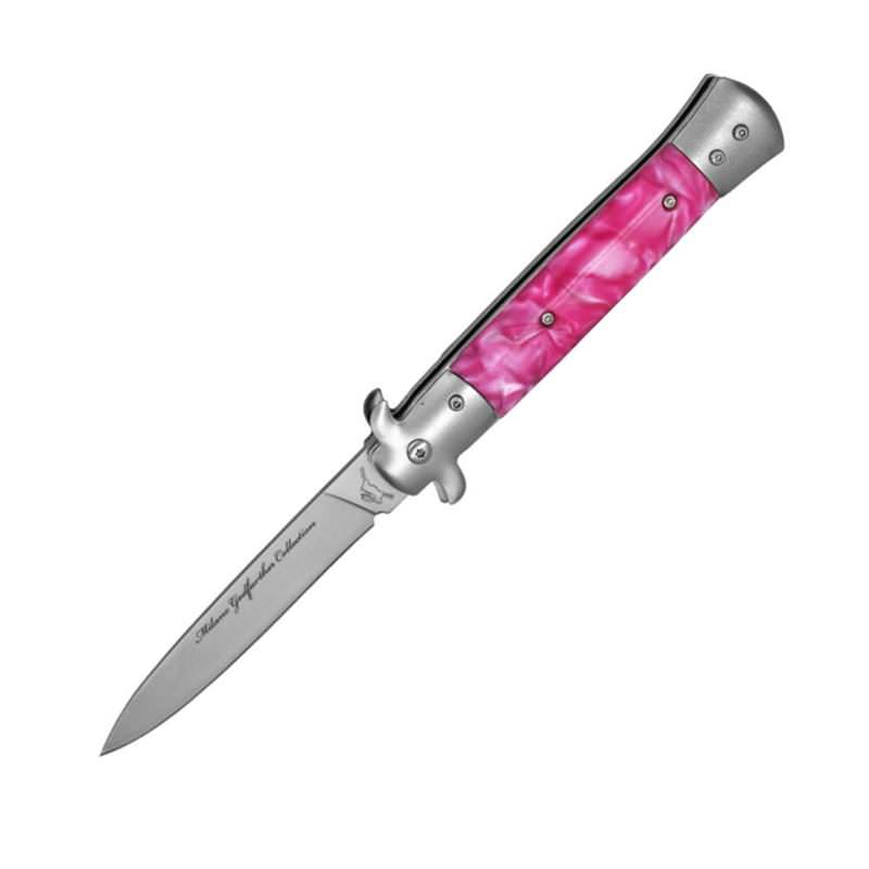 Milano Godfather Stiletto Style Spring Assisted Knife Pink Pearl - TOPHATTER'S ARMORY DEALS Collectible Weapons - Tophatter Daily Deals