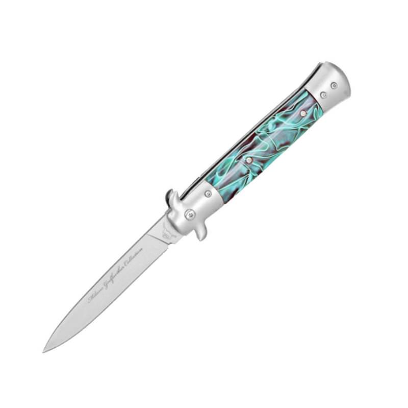 Milano Godfather Stiletto Style Spring Assisted Knife Green & Black - TOPHATTER'S ARMORY DEALS Collectible Weapons - Tophatter Daily Deals