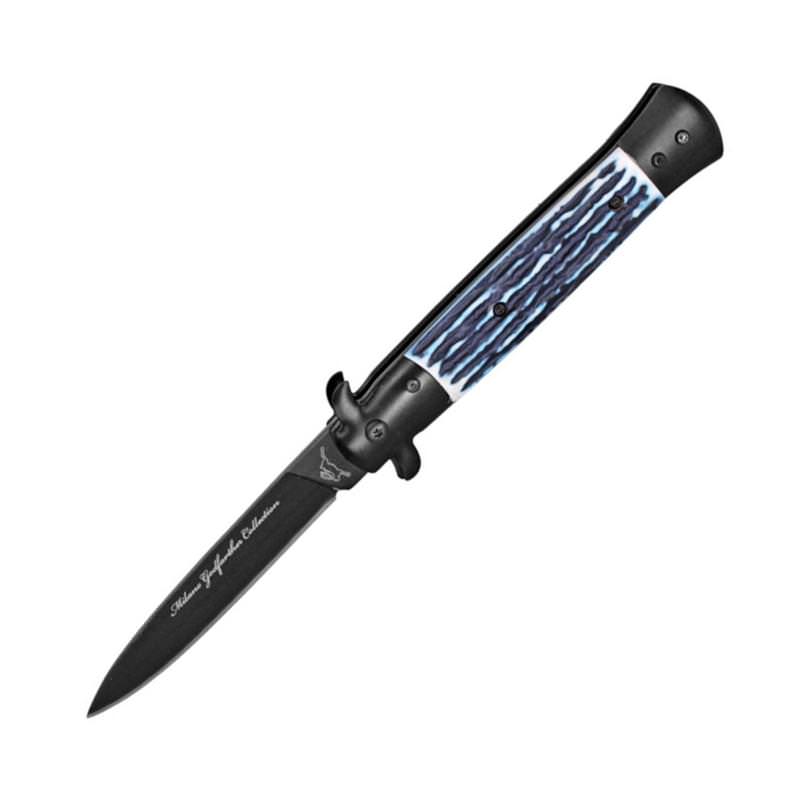 Milano Godfather Stiletto Style Assisted Opening Knife - Blue Collectible Weapons - Tophatter Daily Deals